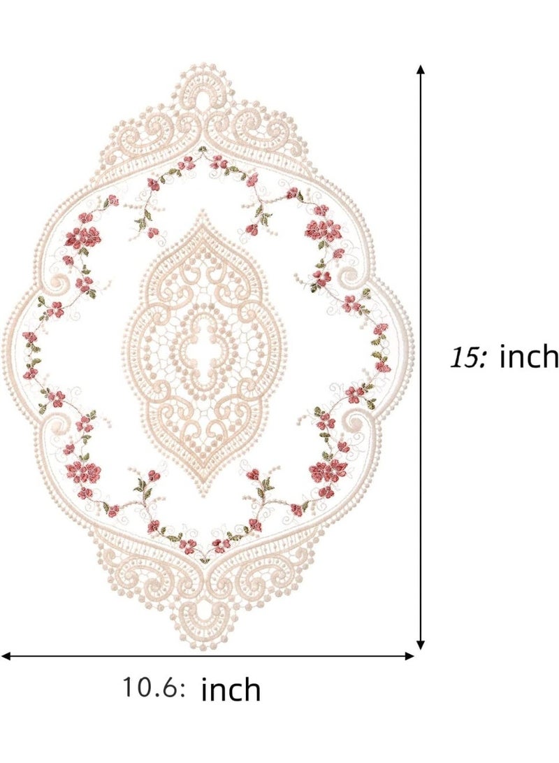 6 Pack Lace Placemats, Retro French Style Cup Mat, Embroidered Dinning Table Place Mats, Fashionable Flower Vintage Crochet Lunchmat Doilies, Hollow Vase Mat for Home Kitchen Wedding Decoration - Image 5
