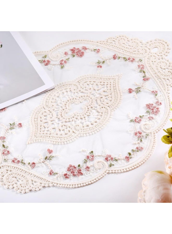 6 Pack Lace Placemats, Retro French Style Cup Mat, Embroidered Dinning Table Place Mats, Fashionable Flower Vintage Crochet Lunchmat Doilies, Hollow Vase Mat for Home Kitchen Wedding Decoration - Image 3
