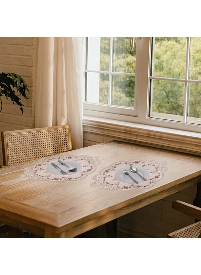 6 Pack Lace Placemats, Retro French Style Cup Mat, Embroidered Dinning Table Place Mats, Fashionable Flower Vintage Crochet Lunchmat Doilies, Hollow Vase Mat for Home Kitchen Wedding Decoration - Image 2