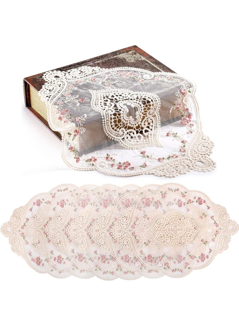 6 Pack Lace Placemats, Retro French Style Cup Mat, Embroidered Dinning Table Place Mats, Fashionable Flower Vintage Crochet Lunchmat Doilies, Hollow Vase Mat for Home Kitchen Wedding Decoration - Image 1