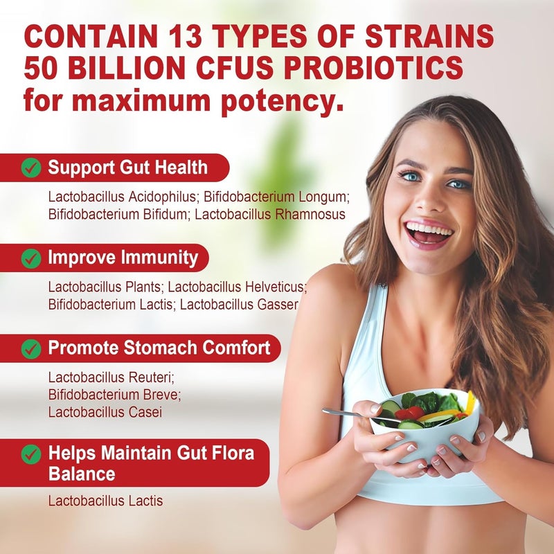 NEVISS Probiotic  Prebiotic Gummies for Adults  Kids 4 Sugar Free Chewable Probiotic 50Billion CFUs wFiber Vitamin B1 B2 D3  Zinc for Digestive  Gut Health Boost Microflora Diversity Vegan 120 Cts - Image 4