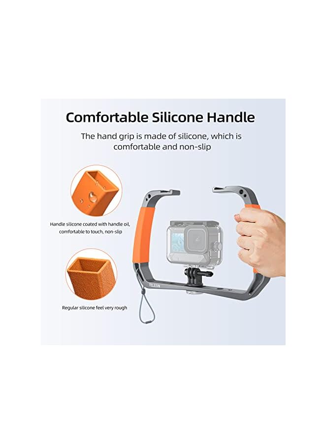 TELESIN مثبت يدوي للغوص لكاميرات GoPro HERO 11 10 9 8 مع قاعدة باردة وحزام للمعصم لكاميرات DJI Action 2 Osmo Action Insta360 ONE R - Image 5