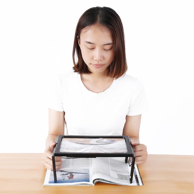Foldable A4 Full Page Magnifying Glass 3X Magnifier With 4 LED Lights Portable For Reading - Image 3