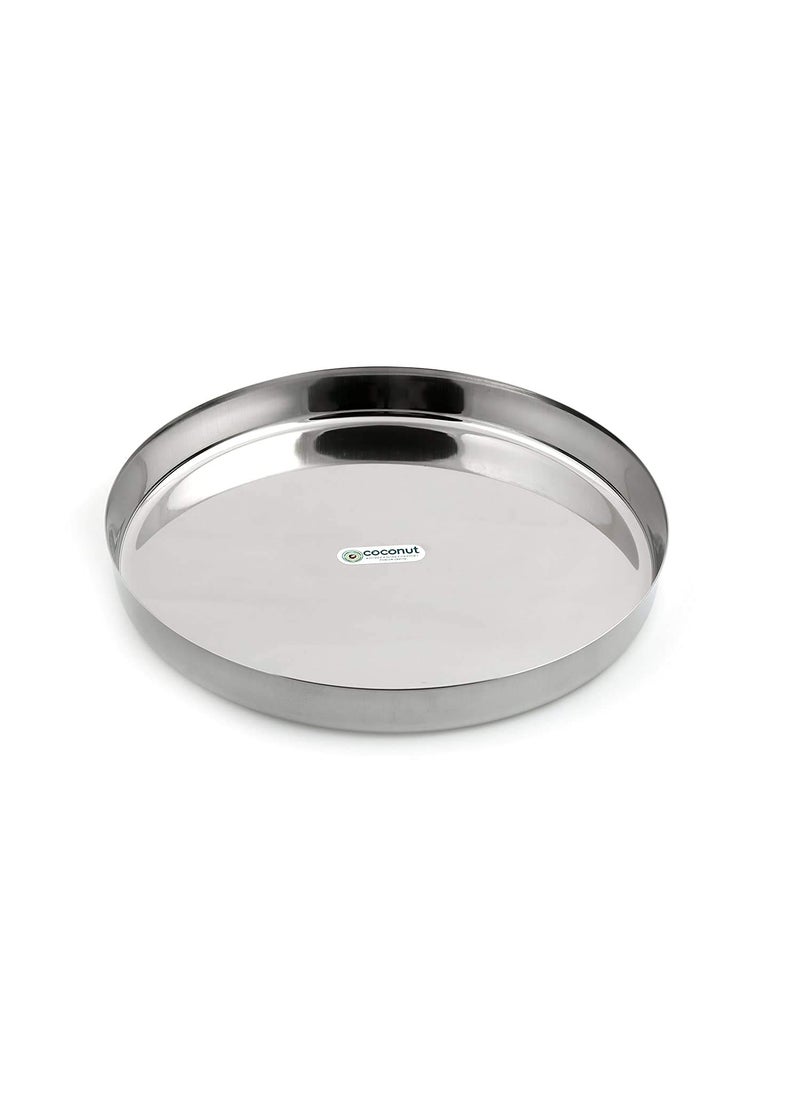 Coconut coconut Stainless Steel 21 GuageThali/Kumcha/Dinner Plate - 10 Inches - 1 Unit 