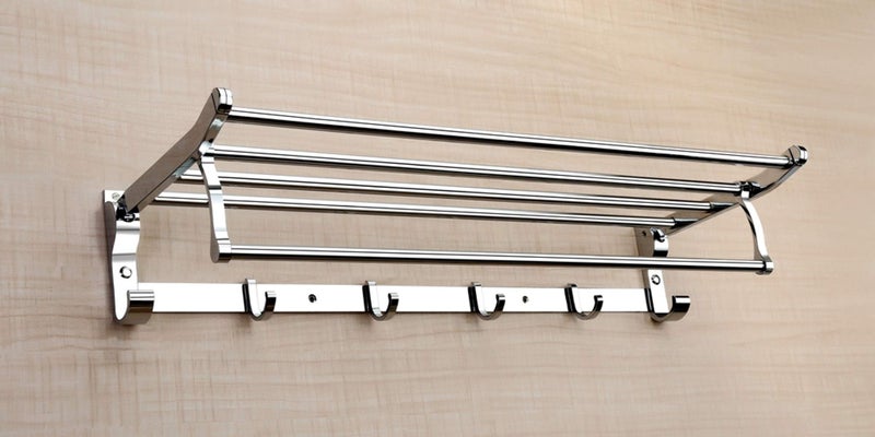 Garbnoire Stainless Steel Folding Towel Rack | Towel Stand | Towel Hanger | Towel Holder | Rack Shelf | Bathroom Accessories for Washroom (18 INCH) - Image 1