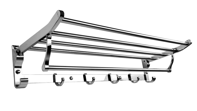 Garbnoire Stainless Steel Folding Towel Rack | Towel Stand | Towel Hanger | Towel Holder | Rack Shelf | Bathroom Accessories for Washroom (18 INCH) - Image 3