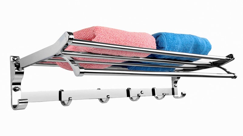 Garbnoire Stainless Steel Folding Towel Rack | Towel Stand | Towel Hanger | Towel Holder | Rack Shelf | Bathroom Accessories for Washroom (18 INCH) - Image 4