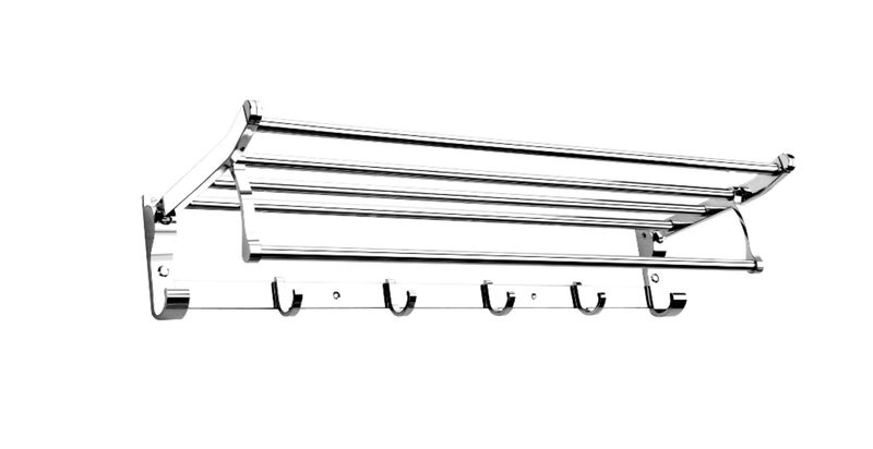 Garbnoire Stainless Steel Folding Towel Rack | Towel Stand | Towel Hanger | Towel Holder | Rack Shelf | Bathroom Accessories for Washroom (18 INCH) - Image 2
