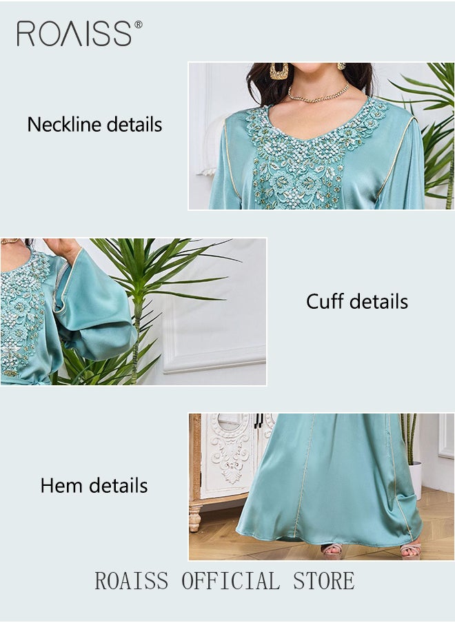 roaiss - Arabian Muslim Women Fashion Stylish Beaded Maxi Dress with Long Robe - Image 1