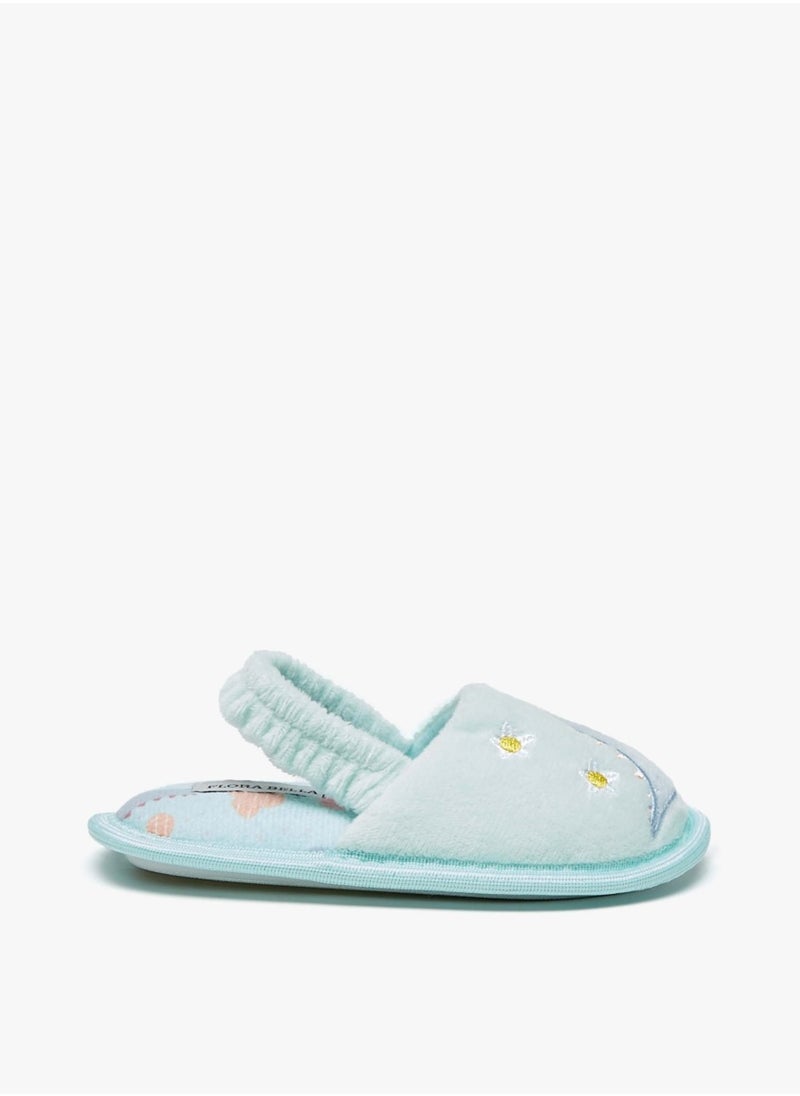 Flora Bella By Shoexpress - Girls Embroidered Slingback Bedroom Slides By Shoexpress - Image 1