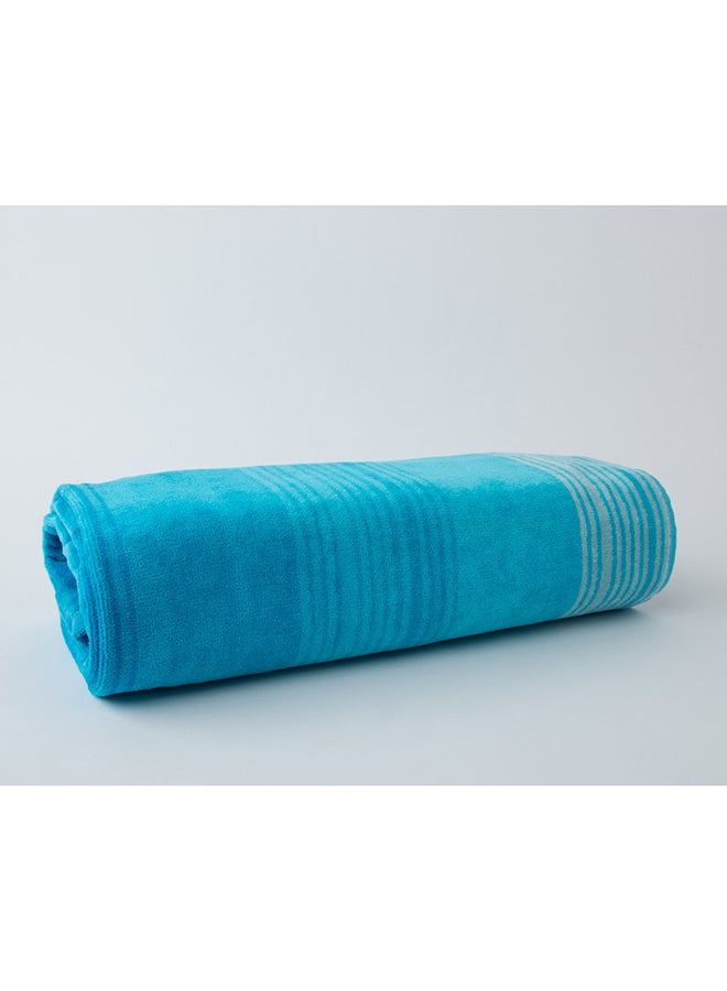 Zooni 500 Gsm 100% Cotton-Pile To Pile Velor Stripe1 Bath Sheet 80X160 CmSoft Touch Extra Absorbent-Blue