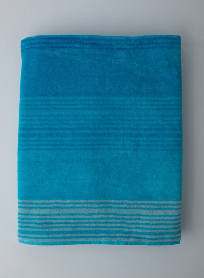 Zooni 500 Gsm 100% Cotton-Pile To Pile Velor Stripe1 Bath Sheet 80X160 CmSoft Touch Extra Absorbent-Blue
