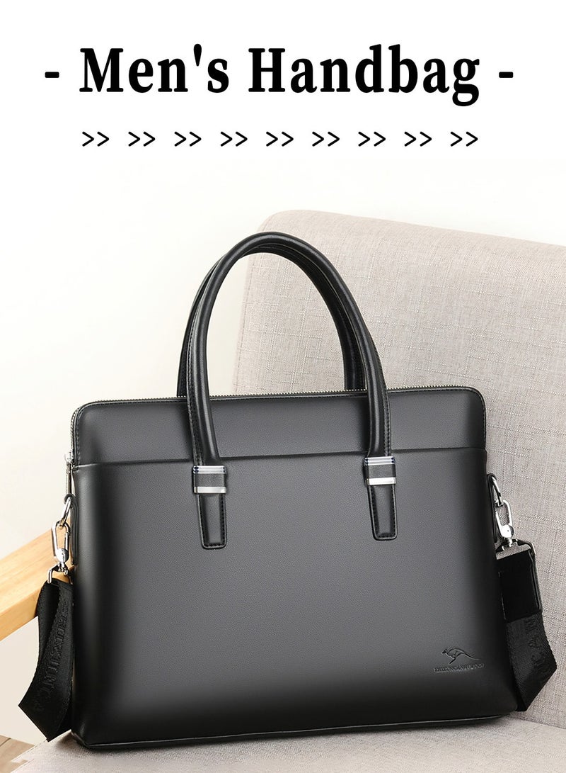 Moovant Briefcases for Men, 13 Inch Laptop Bag, Leather Satchel Bag, Business Casual Men's Bag, Smooth PU Leather, for Daily, Office, Work, Travel, Black - Image 5