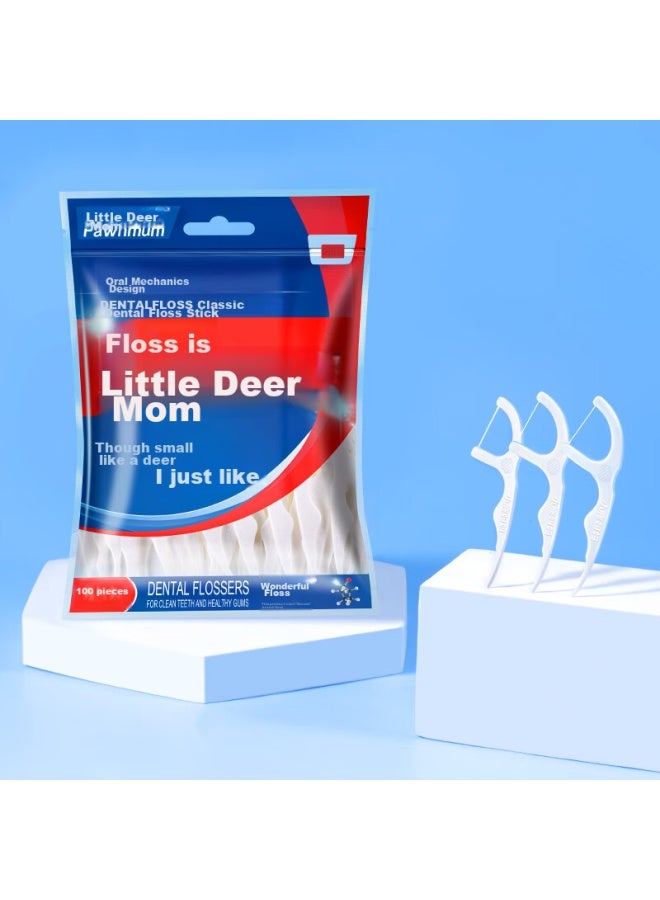 Fawnmum Xiaolumama Comfortable Deep Cleaning Classic Dental Floss Picks, Ultra-thin Floss, Family Pack Toothpicks, 100 Pieces/bag * 6 Bags, 600 Pieces Total - Image 5