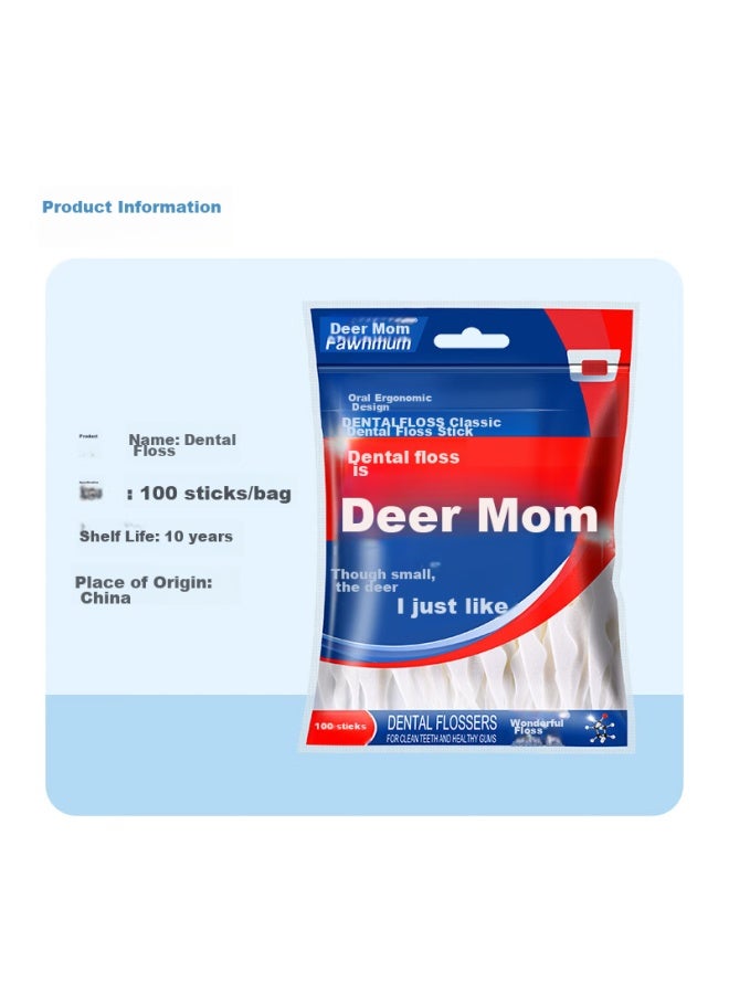 Fawnmum Xiaolumama Comfortable Deep Cleaning Classic Dental Floss Picks, Ultra-thin Floss, Family Pack Toothpicks, 100 Pieces/bag * 6 Bags, 600 Pieces Total - Image 4