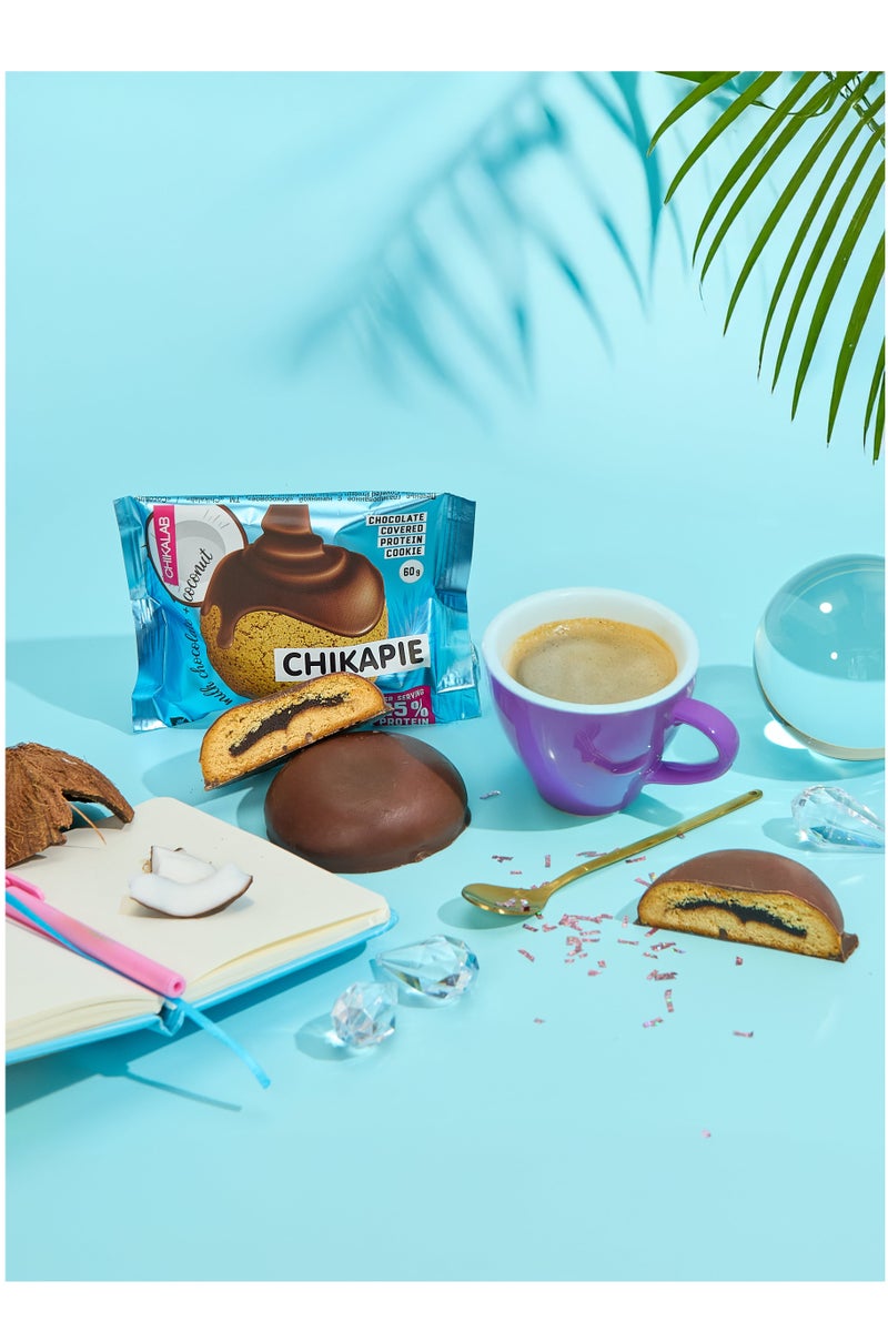 Chikalab CHIKAPIE Protein Chocolate Covered Cookie with Coconut Filling No Sugar Added 9x60g - Image 4