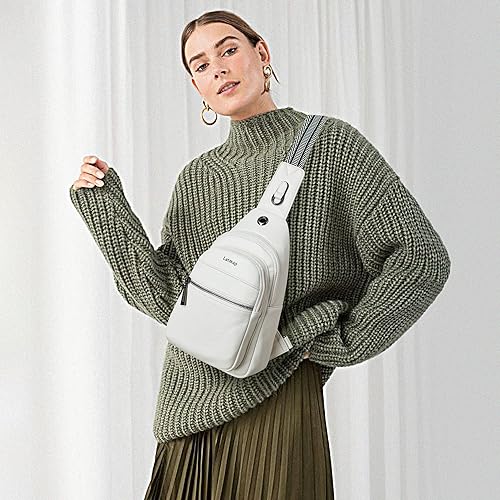 LATMAP 7L Sling Bag For Women Faux Leather Anti Theft Small Casual Daypack Backpack Fanny Pack Crossbody Chest Bags Purse Waterproof Beige - Image 2