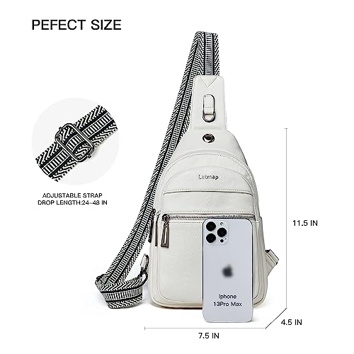 LATMAP 7L Sling Bag For Women Faux Leather Anti Theft Small Casual Daypack Backpack Fanny Pack Crossbody Chest Bags Purse Waterproof Beige - Image 4