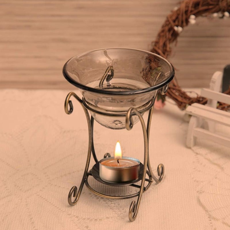 klarako Aromatherapy Burner, 8 Types Deer Shape Iron Glass Glass Oil Burner Oil Lamps Essential Aroma Tea Candle for Oil Lamps for Oil Lamps Oil Lamp( 313#) - Image 1