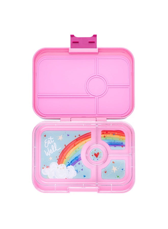 Yumbox Tapas Leakproof Bento Box, Lunch box for women, Teens and Kids, Large size, 4 compartment tray with large section for sandwich, salads plus sides and dip well (Capri Pink - Rainbow) - Image 1