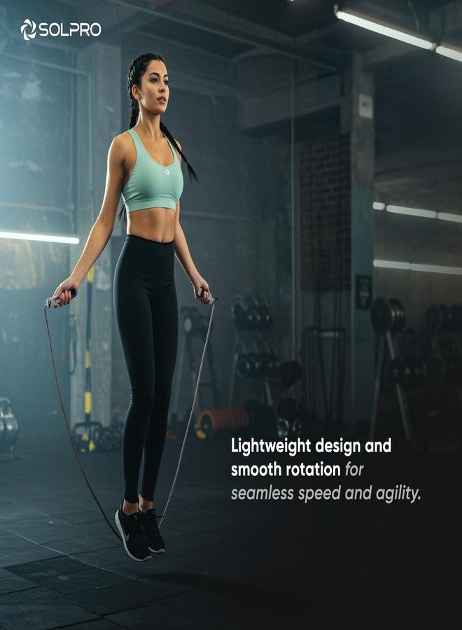 Solpro Flyte Adjustable Jump Rope Skipping Rope with counter for men, women, kids, fitness & exercise | Unisex, Tangle-Free, Non-Slip, Smooth Rotation | Home & gym workouts. (Black) - Image 2