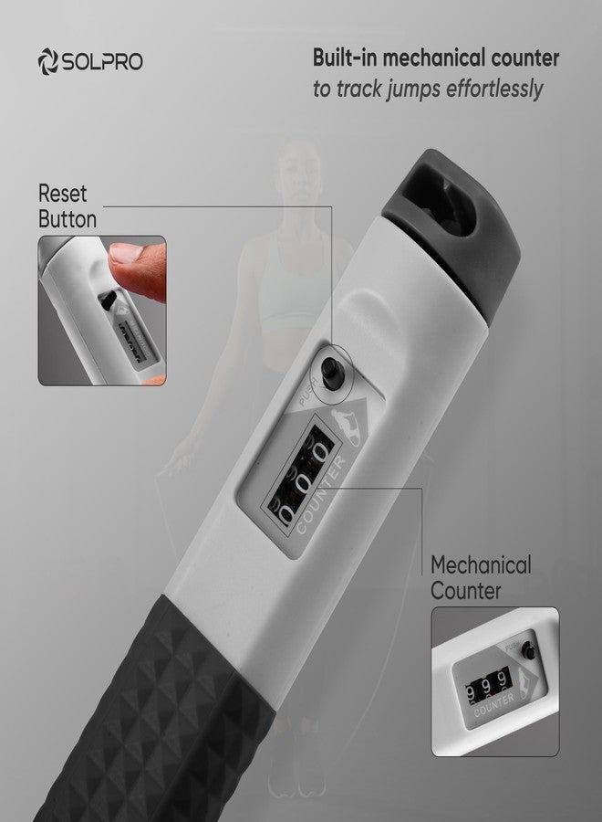 Solpro Flyte Adjustable Jump Rope Skipping Rope with counter for men, women, kids, fitness & exercise | Unisex, Tangle-Free, Non-Slip, Smooth Rotation | Home & gym workouts. (Black) - Image 3