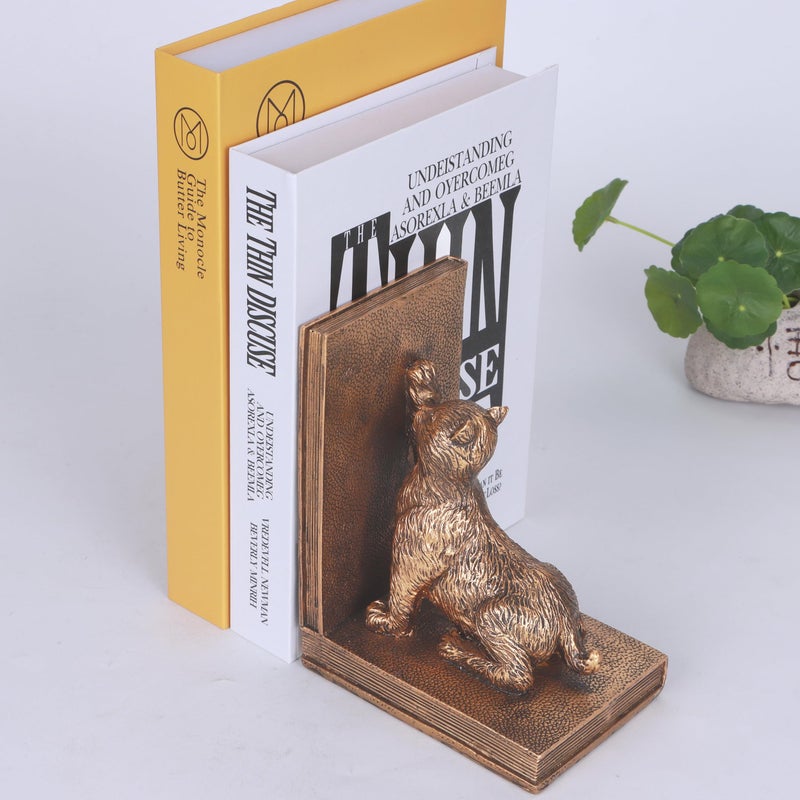 Mervkis Book Ends for Shelves to Hold Books Heavy Duty,Decorative Bookend for Bookshelf DÃ©cor,Cute Animal Cat Book Stopper Cat Statues for Home, Office Desk Decoration,1pair - Image 5
