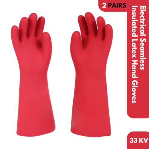 Jupiter Industries Seamless Electric Shockproof Insulated Hand Rubber 33Kva Gloves - Color may Vary (Pack of 2 Pairs) - Image 2