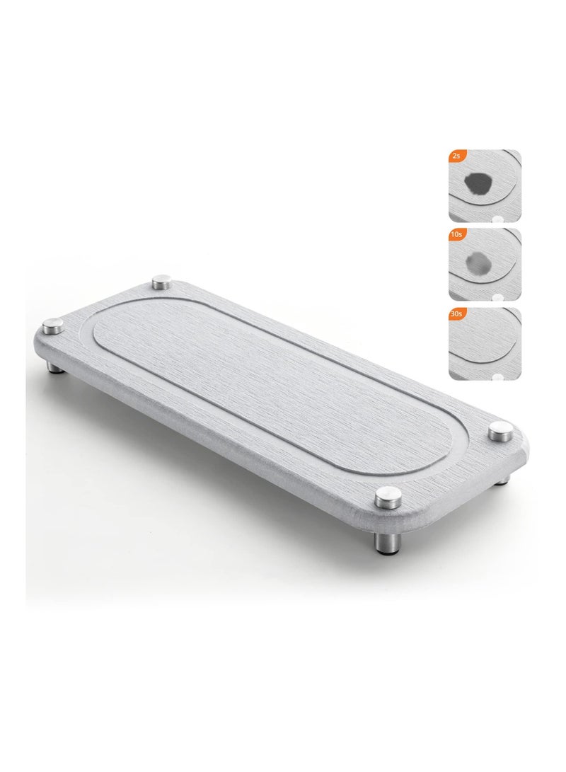 NIBEMINENT Instant Dry Sink Caddy Bathroom Organizer Fast Drying Tray Diatomaceous Earth Stone Dish Soap Sponge Holder Stainless Steel Feet for - Image 2