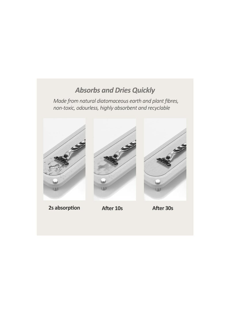 NIBEMINENT Instant Dry Sink Caddy Bathroom Organizer Fast Drying Tray Diatomaceous Earth Stone Dish Soap Sponge Holder Stainless Steel Feet for - Image 3