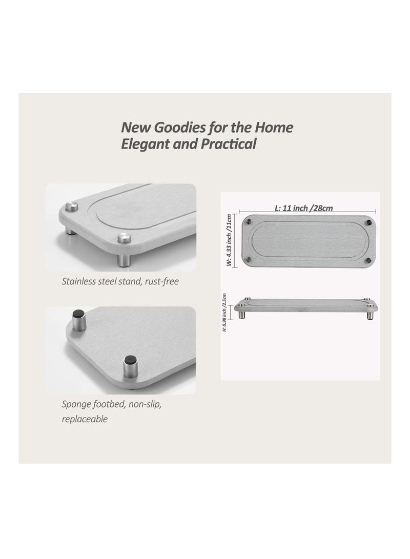 NIBEMINENT Instant Dry Sink Caddy Bathroom Organizer Fast Drying Tray Diatomaceous Earth Stone Dish Soap Sponge Holder Stainless Steel Feet for - Image 4