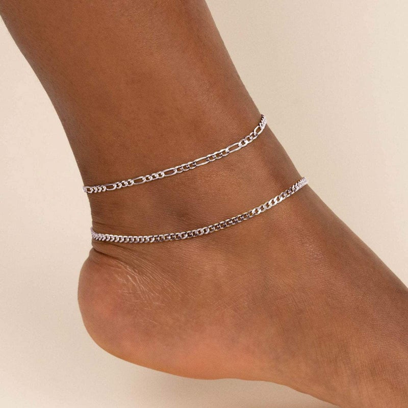 ChicSilver 925 Sterling Silver Ankle Bracelets for Women Men 2.8mm Curb Cuban Chain Anklet Simple Dainty Boho Beach Barefoot Jewelry - Image 3