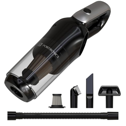 Portronics Mopcop 3, Rechargeable Handheld Vacuum Cleaner for Home & Car, Washable HEPA Filter, Multi-Function Nozzles, Floor Brush Nozzle, Cordless, Dry Vacuum, for Home Appliances (Black) - Image 1