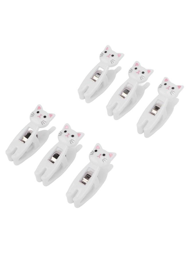 Thoraya 6Pcs Cat Snack Clips Anti Slip Strips Handle Metal Spring Firm Grip Food Bag Snack Clip for Clothing DocumentsWhite  - Image 2