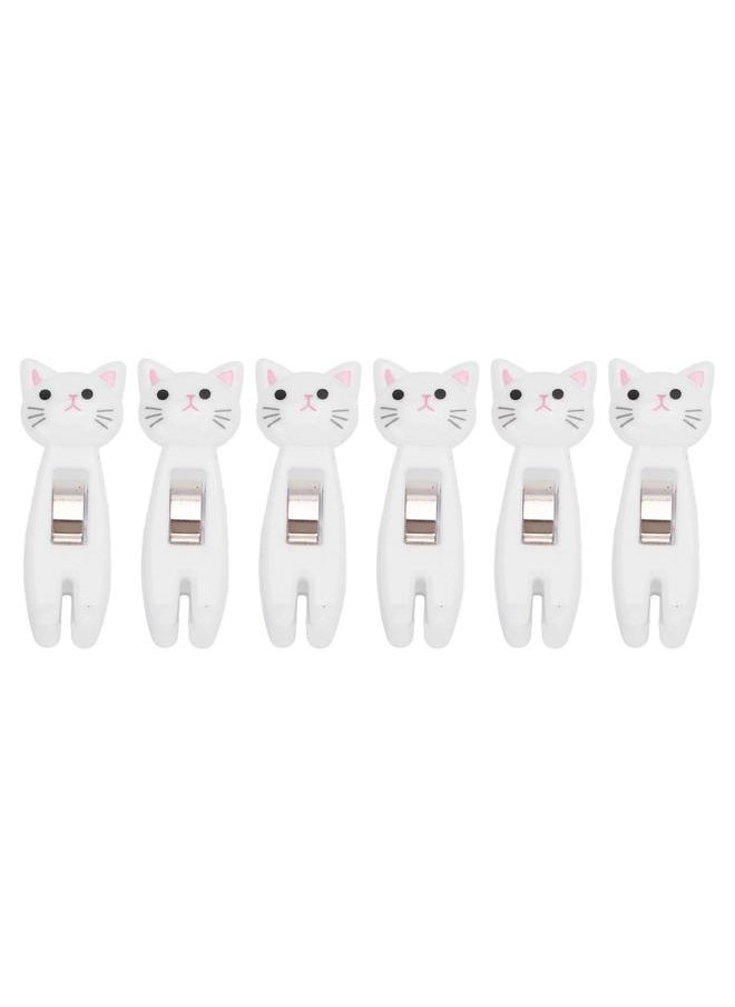 Thoraya 6Pcs Cat Snack Clips Anti Slip Strips Handle Metal Spring Firm Grip Food Bag Snack Clip for Clothing DocumentsWhite  - Image 3