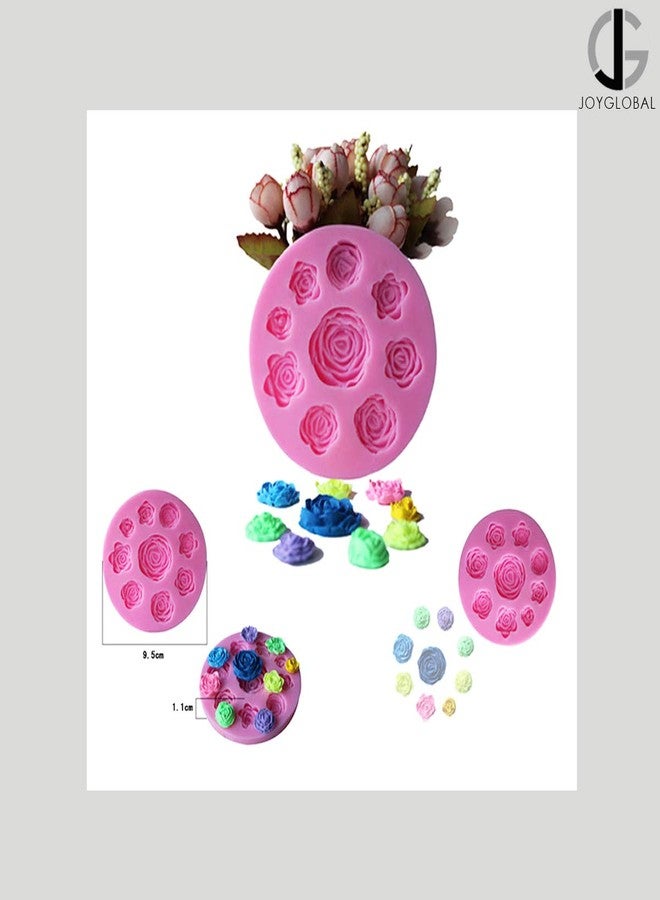 JoyGlobal 9 Cavity Roses Flower Fondant Clay Marzipan Mold Cake Decorating DIY Tool - Image 2