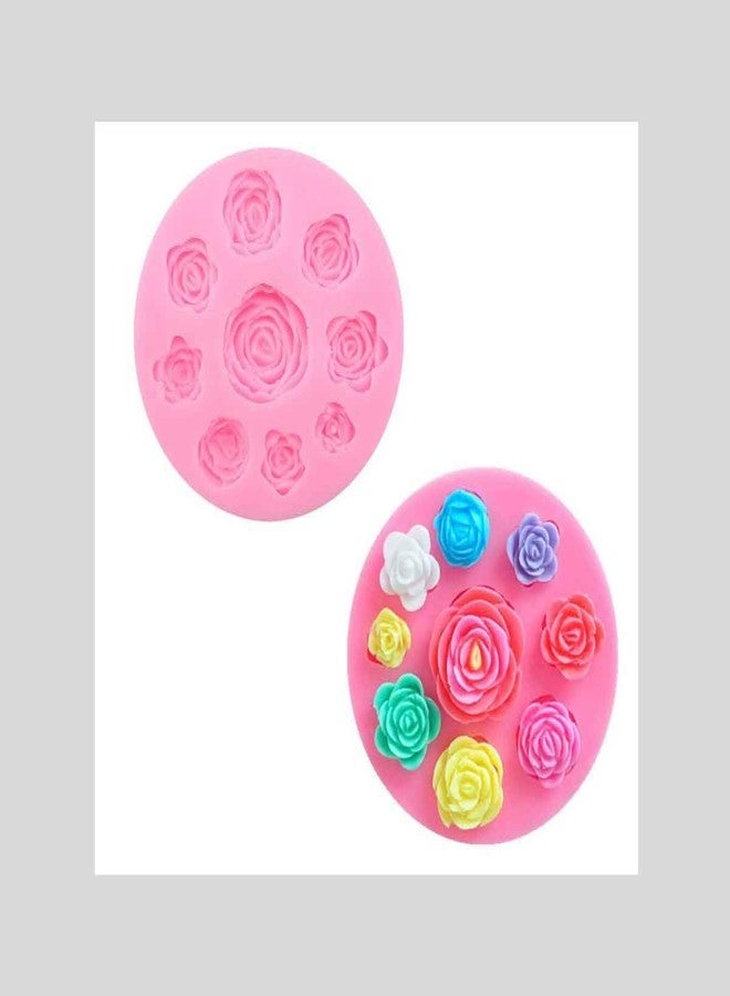 JoyGlobal 9 Cavity Roses Flower Fondant Clay Marzipan Mold Cake Decorating DIY Tool - Image 1