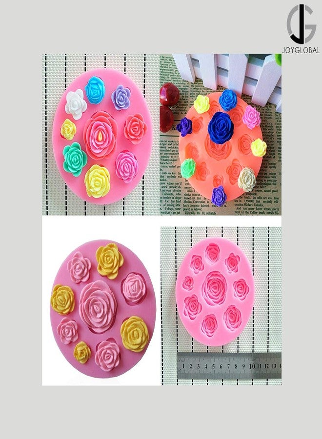JoyGlobal 9 Cavity Roses Flower Fondant Clay Marzipan Mold Cake Decorating DIY Tool - Image 4