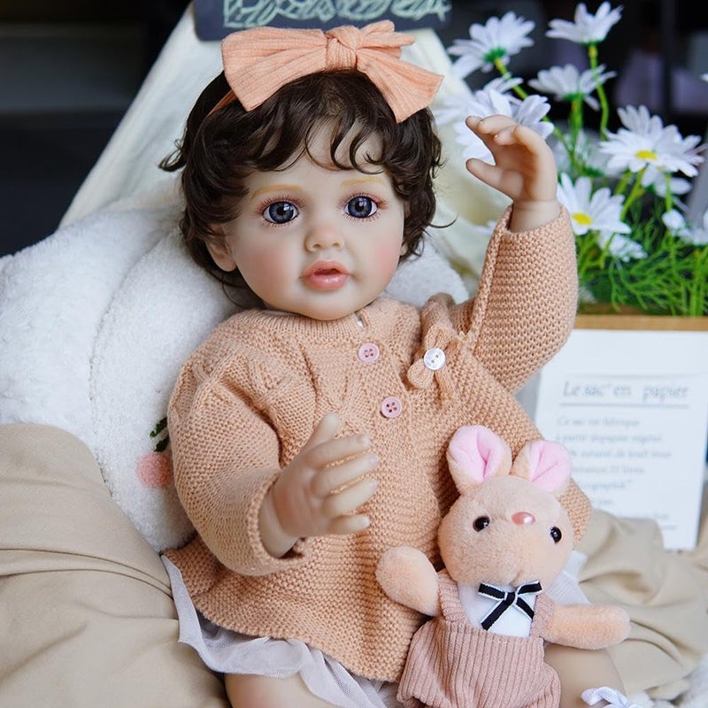 نانو كلاسيك دمية نانو كلاسيك 22 بوصة طفلة مولودة من جديد سيليكون ناعم كامل دمية حديثة الولادة بتول (برتقالي) - Image 2