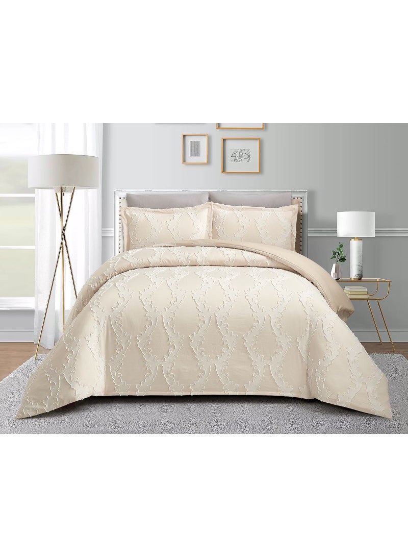 Bedding Set with Duvet Cover and Pillow Shams, Textured Design - Image 1
