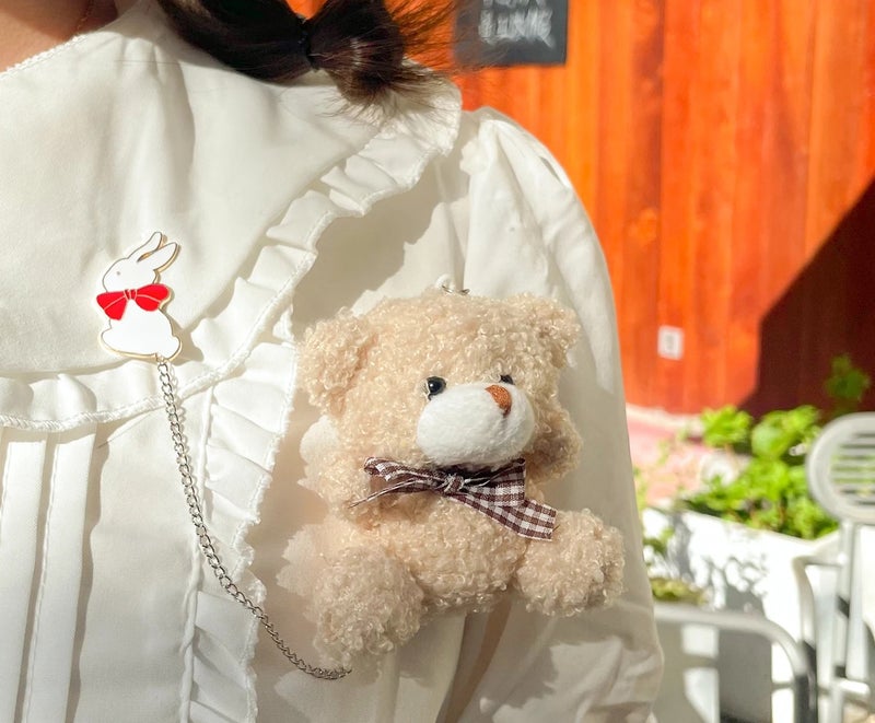 Y&D Super Soft Plush Teddy Bear Chain Brooch – Cute Cartoon Stuffed Animal Toy Pendant for Couples, PP Stress Relief Bag Accessory & Adorable Gift - Image 3