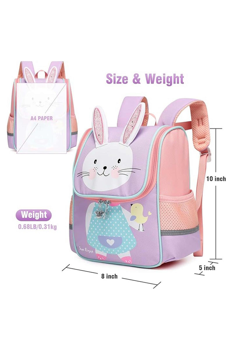 SUN EIGHT Toddler Lightweight Backpack for Girls Cute 3D Animal Waterproof Schoolbag for Baby Girl Boy 2-5 Years Rabbit, SE2850, Purple - Image 5
