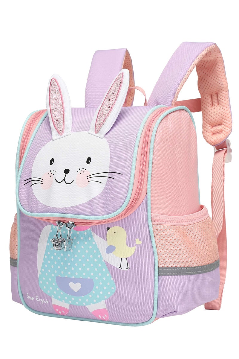 SUN EIGHT Toddler Lightweight Backpack for Girls Cute 3D Animal Waterproof Schoolbag for Baby Girl Boy 2-5 Years Rabbit, SE2850, Purple - Image 1