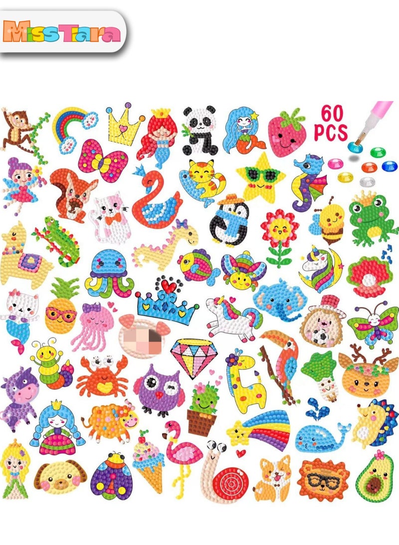MissTiara طقم رسم فني مكون من 60 قطعة 5D ماسي للأطفال من عمر 4-12 سنة، ألعاب حرفية إبداعية، هدايا حفلات، حشوات حقائب جيدة - Image 1