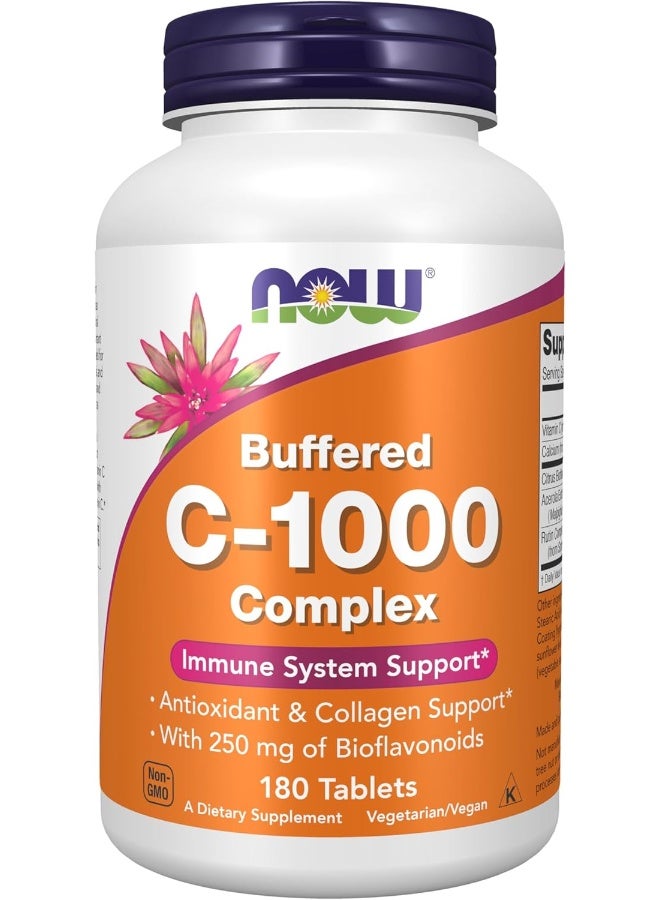 now Foods Supplements, Vitamin C-1000 Complex With 250 Mg Of Bioflavonoids, Buffered, Antioxidant Protection*, 180 Tablets - Image 1