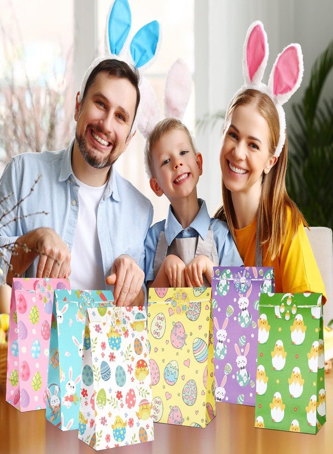 Noveread 120 Pcs Easter Treat Bags with Stickers Easter Paper Bags Bulk Party Favor Bunny Egg Chick Printing Gift Wrap Candy Goodie for Spring Wedding Birthday Party Favor, 6 Styles - Image 5
