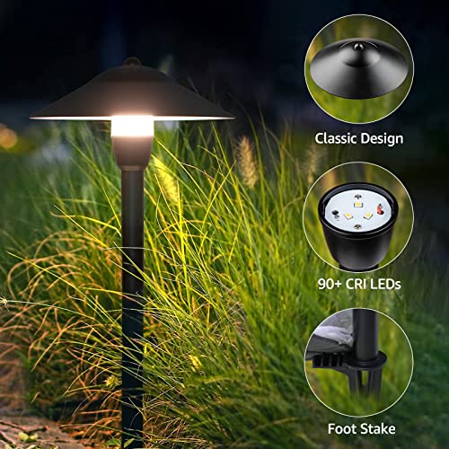 SUNVIE LED Low Voltage Landscape Lights 3W Cast-Aluminum Pathway Lights Low Voltage 12-24V Waterproof Landscape Path Lights 3000K Landscape Lighting for Yard Garden Walkway ETL Listed Cord, 12 Pack - Image 3