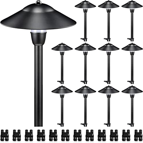 SUNVIE LED Low Voltage Landscape Lights 3W Cast-Aluminum Pathway Lights Low Voltage 12-24V Waterproof Landscape Path Lights 3000K Landscape Lighting for Yard Garden Walkway ETL Listed Cord, 12 Pack - Image 1