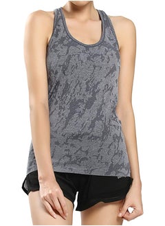 Women's Camouflage Jacquard Wide Strap Scoop Neck Yoga Tank Top