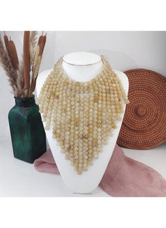 Boho African Acrylic Beaded Bib Statement Necklace Strands Layered Cluster Chunky Collar Choker Necklace For Women Fashion Costume Jewelry (N0065Beige) - pzsku/ZDCD7701B1FD83E6D96DAZ/45/_/1718606510/1eba4d31-ed11-4b1c-8756-257a596d3b5a